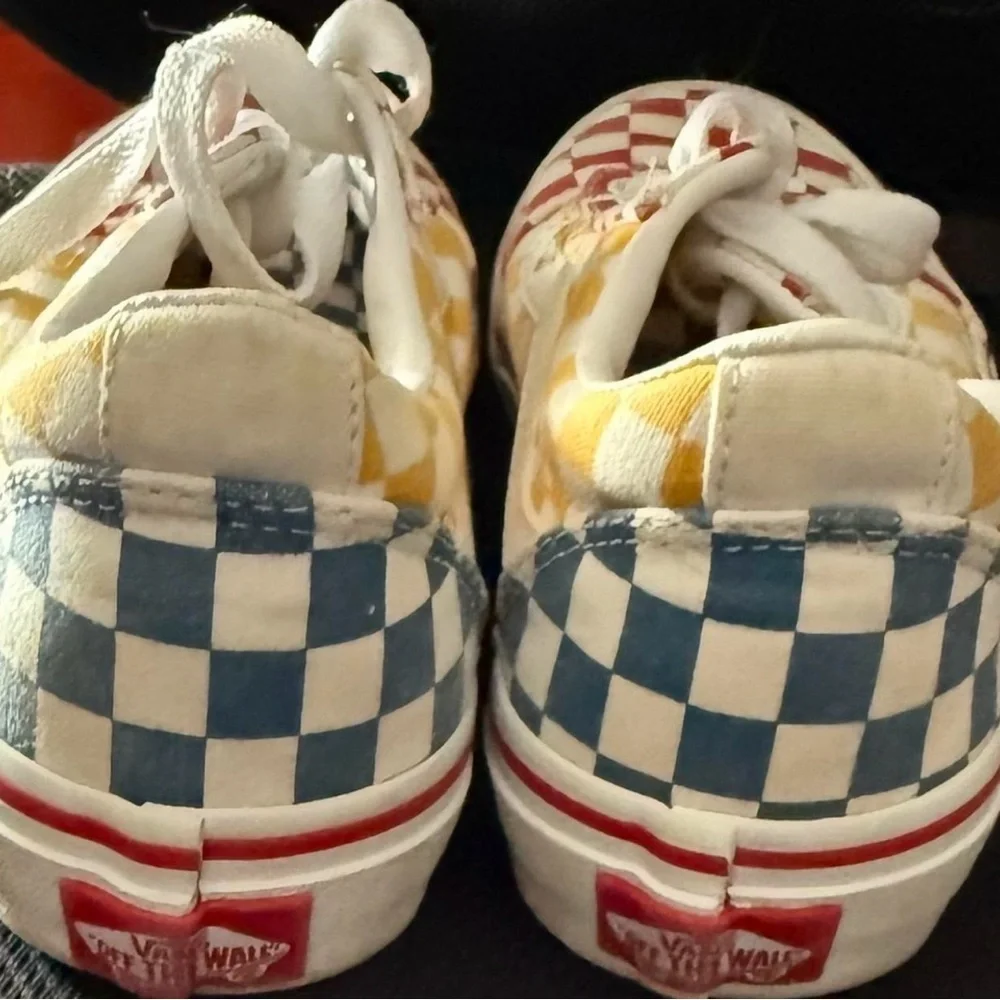 Vans Kids Red and Yellow Checkered Sneakers